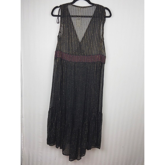 Anthro Floreat Annecy Gold Metallic Dress 4 Small - Picture 10 of 12